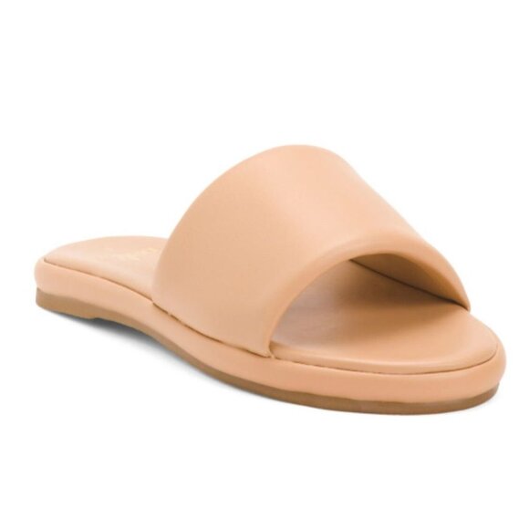 NWB Beek Puffbird Leather Slide Sandal Beach Tan Size 7 + 8 - Picture 1 of 2